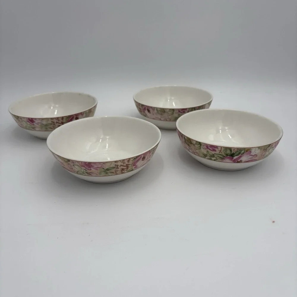 ROYAL DOULTON Poetic Rose Everyday China Cereal Bowls 4 Pc Vintage  6